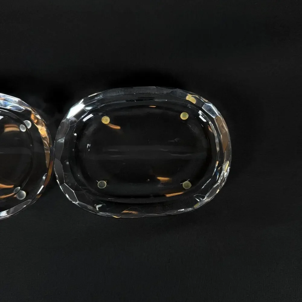 Lot of 2 Oleg Cassini Saks Fifth Avenue Crystal Glass Oval SOAP Dish 4.5